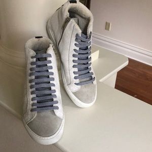 P448 White Cracked Suede High Top Sneaker
